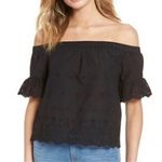 Madewell  Women's Black Eyelet Off-Shoulder Top Photo 0