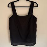 NWT J. Crew Factory Sz S Linen Blend Square Neck Linen Tank Black CA205 Natural Photo 2