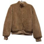 Aritzia The Group Babaton Sherpa Black Bomber Jacket in Gold Camel Photo 4