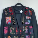 Vintage DIANE FREIS Patchwork Collage Black Jacket Size Large Blazer Art to Wear Photo 2