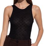 Ganni NEW Lace Black Sleeveless Twist Back Bodysuit XS Photo 0