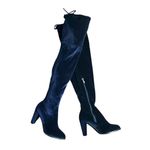 Catherine Malandrino  Deep Blue Velvet Over the Knee Boots Photo 8
