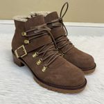 Sporto Katie Tan Suede Lace Up Faux Shearling Lined Boot Size 9W Photo 1