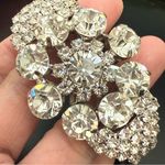 Banana Republic  Silver-tone Pave Rhinestones Flower Hinged Bangle Bracelet Photo 7