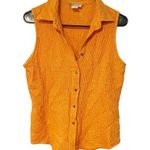 The Territory Ahead  Size Medium Orange Waflle Knit Sleeveless Button Front Collared Photo 0