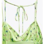 ZARA NWOT  Neon Green Satin Floral Strappy Mini Dress size Small summer sundress Photo 3