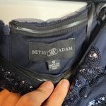 Betsy and Adam  Women's Off Shoulder Sequin Dress in Navy Blue Photo 4