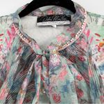 Dalia Macphee dress mint storybook whimsical print sz XL neck tie pearl buttons Green Photo 3