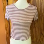 Live in the Moment Pink Striped Baby Doll Cropped T Shirt Photo 7