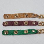 Gold Cuban Link Chain and Green Leather Boot Ankle Bracelet Photo 6