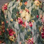 Sweet Rain Sweat Rain Floral Fringe Kimono Cardigan Size Medium | Green Lace Boho Photo 4