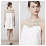 Maeve Anthropologie Graced White Beaded Jeweled Embellished Swing Dress Sz Photo 1