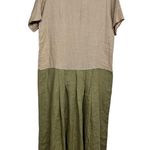 Flax  Short Sleeve Pleat Dress 100% Linen w/Pockets Long Women’s Small Photo 1