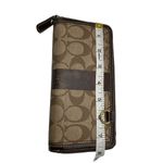 Coach Legacy Signature Brown Coated Canvas Zip Around Wallet Photo 7