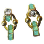Gas Bijoux $240 Bo Rivage Earrings Turquoise and Crystal interlocking hoops Green Photo 0
