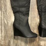 Journee Collection Black Wedge Knee-High Boots Size 8 WC Photo 4
