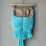 Tre by Natalie Rasabei Blouse Strapless Plisse Bustier Top Blue Size 2 Photo 4
