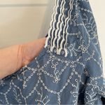 Caslon  Plus Size Cotton Eyelet Top Blue White Boho 3/4 Sleeve Peasant Blouse 2X Photo 8