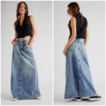 We The Free ๐FREE PEOPLE ๐ Come As You Are Denim Maxi Skirt ~ Blue UK 4 NWOT Photo 1