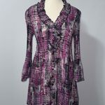 Sunny Leigh Purple Abstract Print button down dress Women's Size Small Photo 0