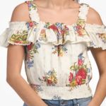 House Of Harlow 1960 Helena Ivory Floral Print Off Shoulder Crop Top Blouse S Tan Photo 0