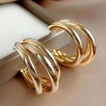18K Gold C Shaped Bent Tube Earrings Photo 3