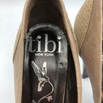 Tibi  Tan Suede Pumps Wood Heels Womens 8 Cap Toe Snake Embossed Preppy Pumps Photo 2