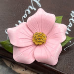 Handmade Vintage Pink Leather Flower Brooch Canada Artisan Photo 0