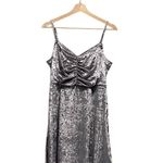 EXPRESS  Crushed Velvet Babydoll Dress Silver Size L Glam Homecoming Holiday Cute Photo 1