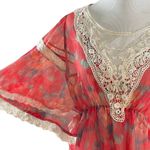 Free People Bohemian Retro 70s Sheer Floral Lace Kimono Top Size XS Summer Photo 9