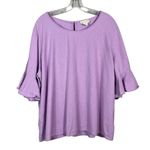 Cynthia Rowley  Linen Blend Lilac Pastel Purple Ruffle Sleeve Blouse Top 1X Plus Photo 0