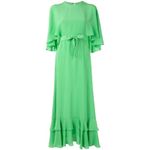 Alexis  Green Silk Cateline Cape Sleeve Midi Dress Size M Formal Elegant Photo 15