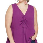 Ava & Viv  Womens Tank Top Size‎ X Sweet Plum Purple Sleeveless Ruched Drawstring Photo 0
