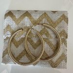 Gold Tone Hoop Earrings with Chevron Pouch Photo 0