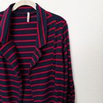 [Olivia Moon] Red Navy Striped Open Front Knit Blazer Jacket 3/4 Sleeves Size XL Blue Photo 6
