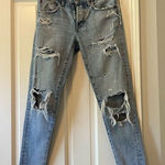 Moussy Vintage Creston Distressed Tapered Light Blue Jeans Size 24" Photo 0