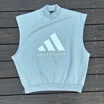 Adidas Grey Basketball Sleeveless Sweatshirt Vest w/ Rubber Graphic Photo 0