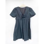Madewell Black Poplin Tie Front V-Neck Short Sleeve Mini Dress Size 8 Photo 7