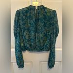 Free People  Clarrisa Floral Printed Blouse in Sea Combo Green XS Photo 3