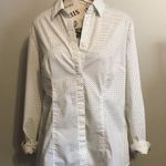 Apt. 9 POLKA DOT WOMANS BUTTON DOWN ROLL TAB SLEEVED BLOUSE WITH COVERED PLACKET SZ LG Photo 0
