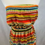 Jondie Multicolor striped strapless faux wrap dress size small Photo 1
