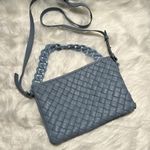 Vince Camuto Adyna Large Crossbody Purse Woven Leather Cerulean Blue B91 Photo 6