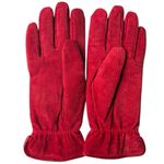Vintage Red Suede Leather Winter Gloves | Soft Fleece Lining | Fits Large Photo 1