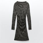 ZARA NWOT  Knit Black Metallic Thread Dress Size M Photo 8
