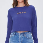 Forever 21  Purple Butterfly Waffle Knit Butterfly Graphic Cropped Tee Sz S‎ Photo 0