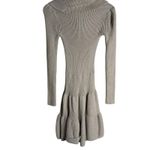 Moda International Beige Ribbed Knit Long Sleeve Flounce Cowl Neck Sweater Dress Size XS Photo 5