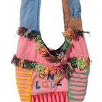 Vintage Cotton Made in Nepal Y2K Multi Color Tassel Shoulder Sling Bag‎ Pink Photo 0