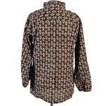 Mod’s Mahal Indian Cotton Block Print Retro 70s Button Down Shirt Size Medium Black Photo 3