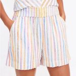 Lou & grey Multicolor Textured Stripe Shorts M Elastic Waist Pockets Casual Photo 6