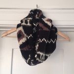 None black, brown, white abstract print womens Infinity circle scarf boho Photo 2